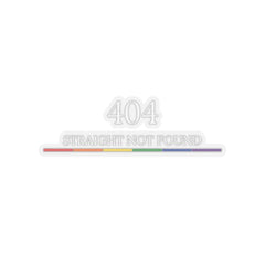 FÆBRIQ '404: Straight Not Found' kiss-cut vinyl sticker — white 404 above the italic line and the six-colour pride-circuit bar.