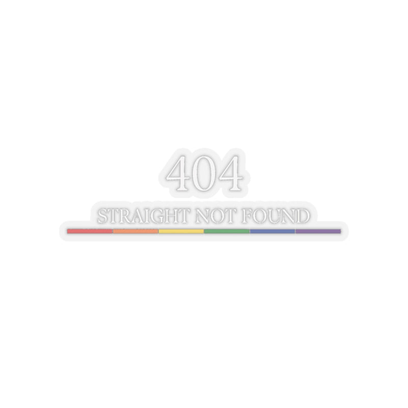 FÆBRIQ '404: Straight Not Found' kiss-cut vinyl sticker — white 404 above the italic line and the six-colour pride-circuit bar.