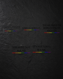 Close view of a FÆBRIQ sticker sheet with five typographic designs.